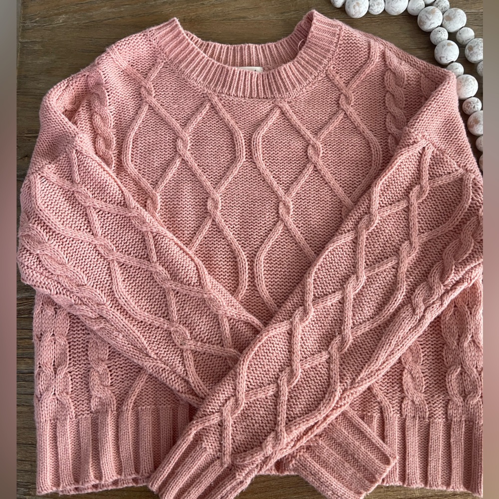 Pink Cable Knit Sweater, Size S